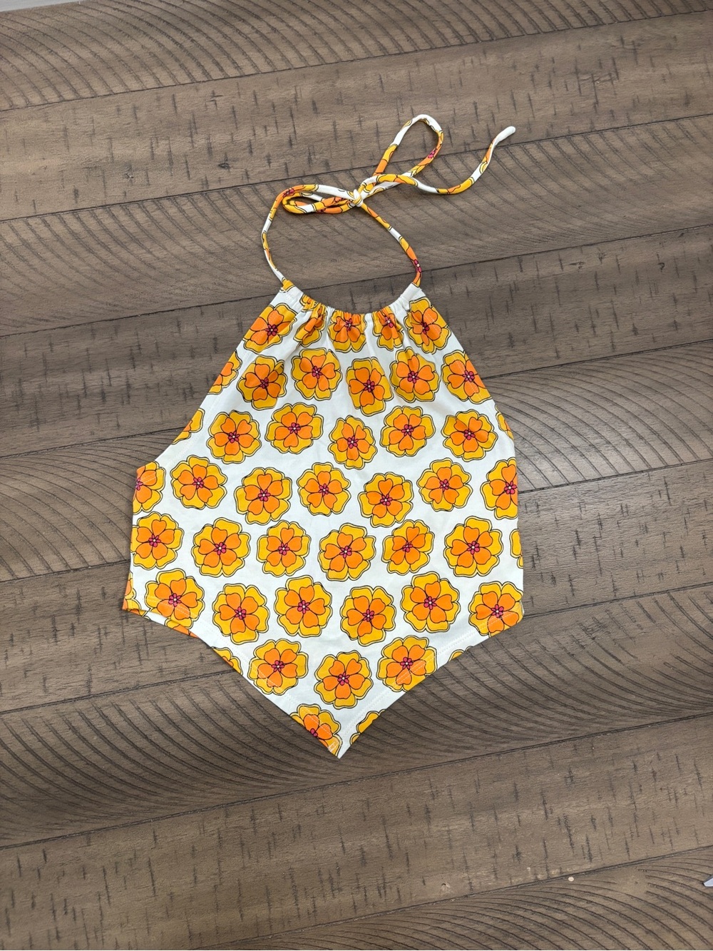 PacSun Yellow Orange Floral Halter Crop Top
